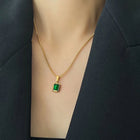 Peora Elegant Gold Emerald Pendant Necklace