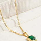 Peora Elegant Gold Emerald Pendant Necklace