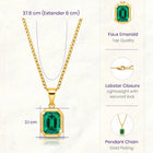 Peora Elegant Gold Emerald Pendant Necklace