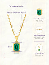 Peora Elegant Gold Emerald Pendant Necklace