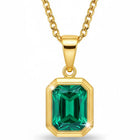 Peora Elegant Gold Emerald Pendant Necklace