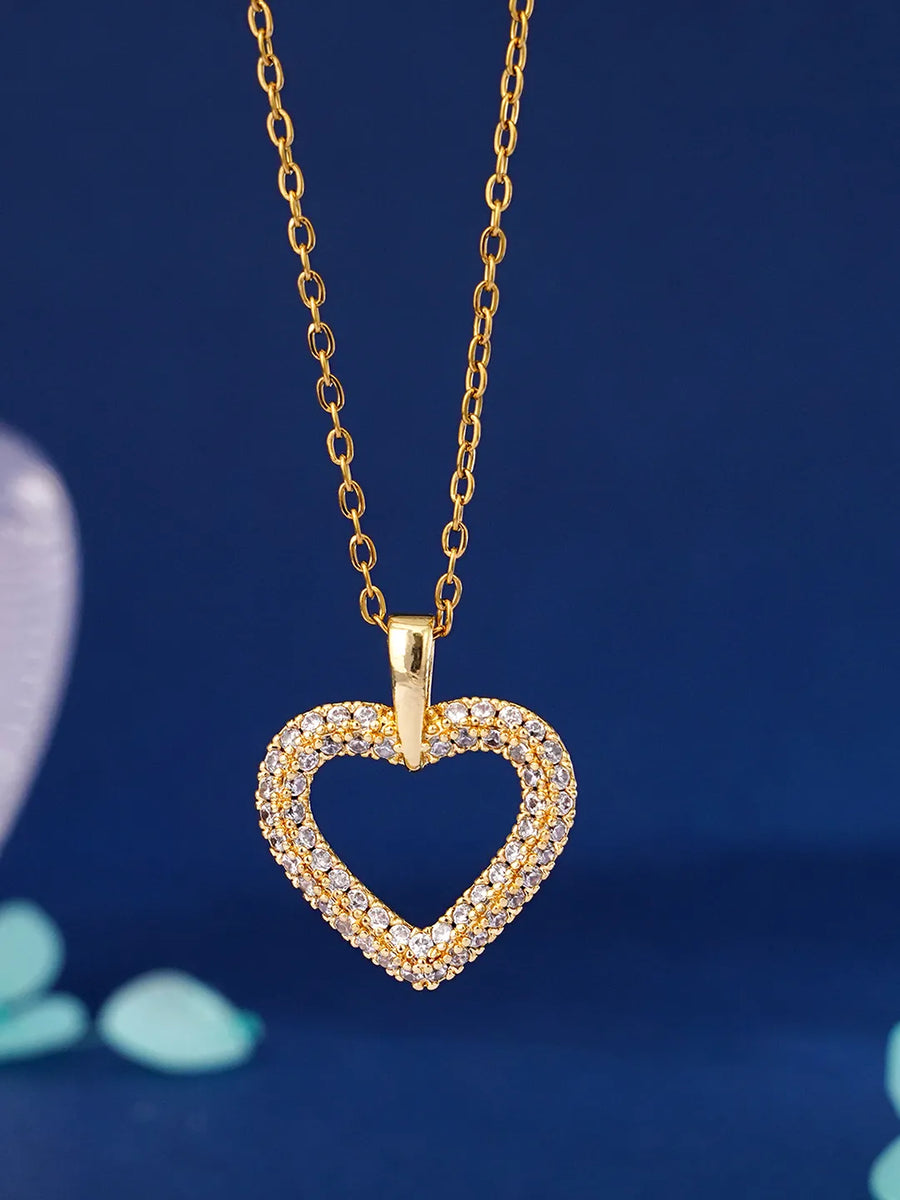 Peora Classic Heart Charm Pendant Chain - Gold