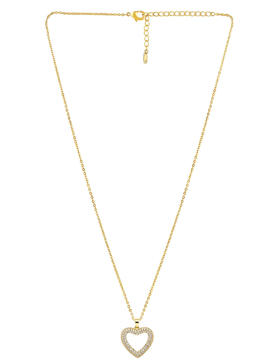 Peora Classic Heart Charm Pendant Chain - Gold