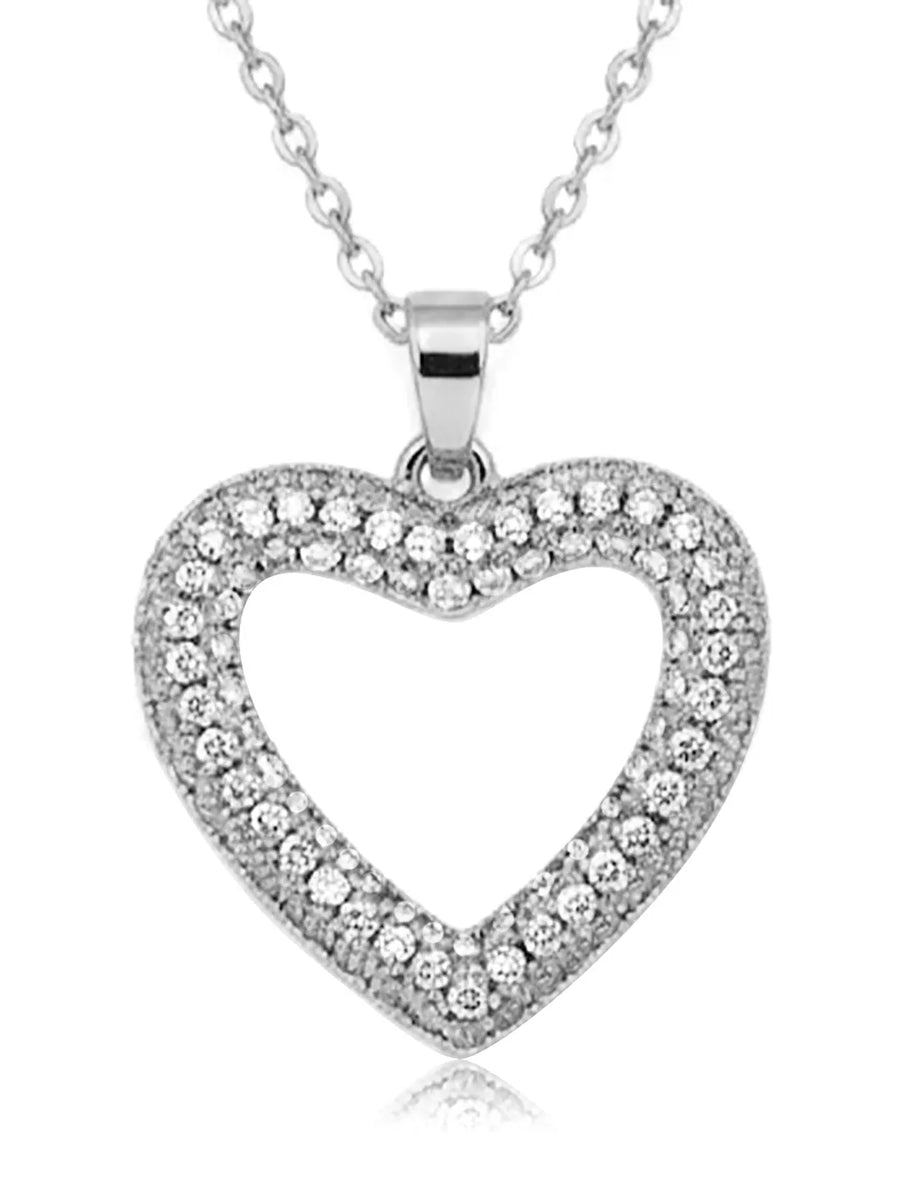Peora Classic Heart Charm Pendant Chain - Silver