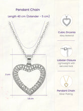 Peora Classic Heart Charm Pendant Chain - Silver