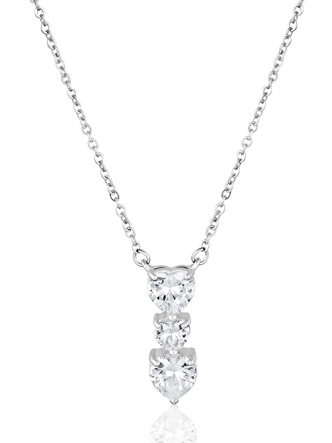 Silver necklace earrings ring set crafted from alloy, adorned with crystals for an elegant, timeless look | Peora
