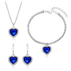 Twilight Heart Sparkle Necklace Set - Silver Blue