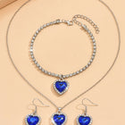 Twilight Heart Sparkle Necklace Set - Silver Blue