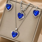 Twilight Heart Sparkle Necklace Set - Silver Blue