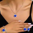 Twilight Heart Sparkle Necklace Set - Silver Blue