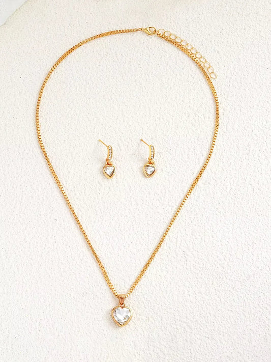 Graceful Heart Necklace Earring Set