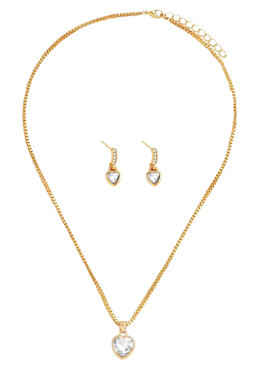 Graceful Heart Necklace Earring Set