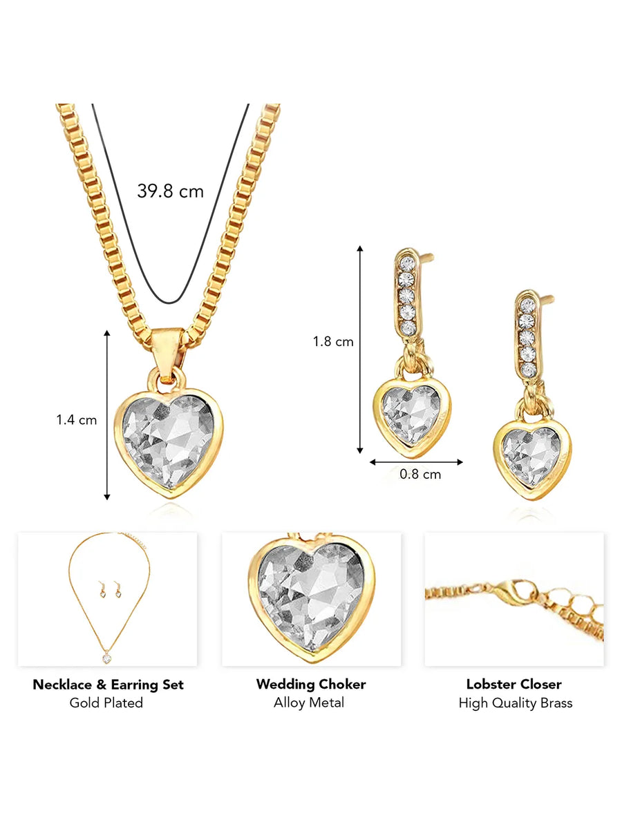 Graceful Heart Necklace Earring Set