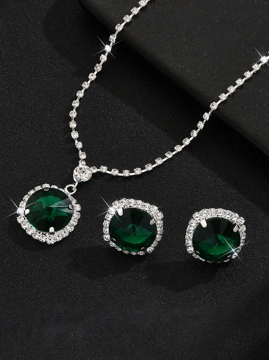 Sparkling Crystal Studded Necklace Set