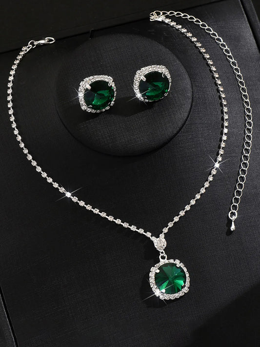 Sparkling Crystal Studded Necklace Set