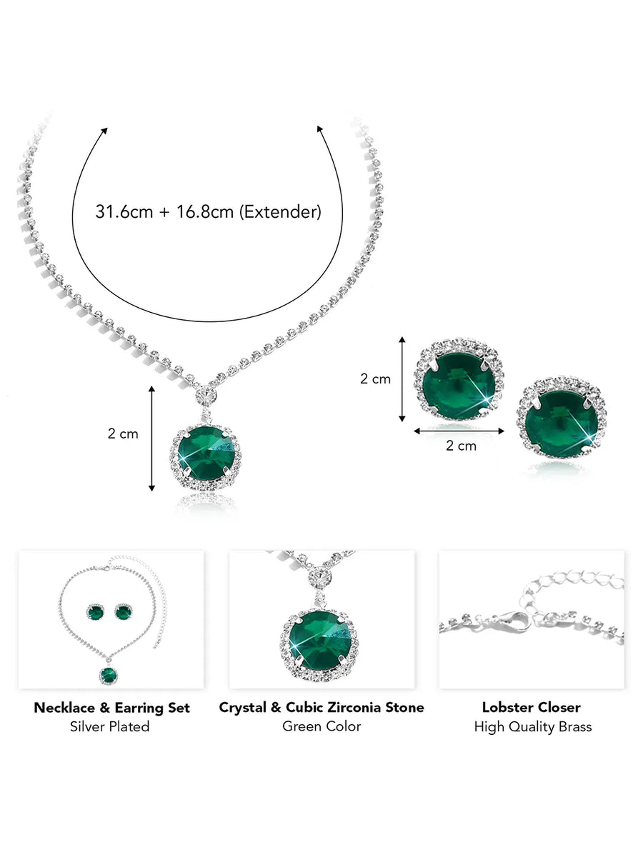 Sparkling Crystal Studded Necklace Set
