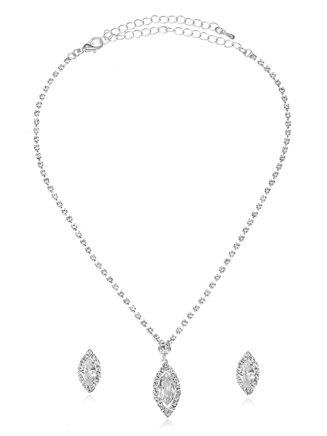 Crystal CZ Eye Shape Pendant Set