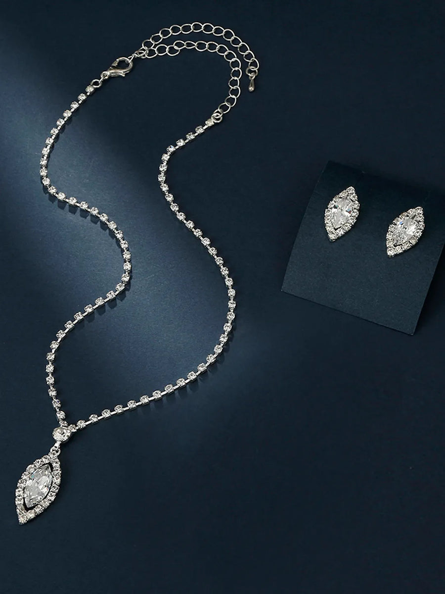 Crystal CZ Eye Shape Pendant Set