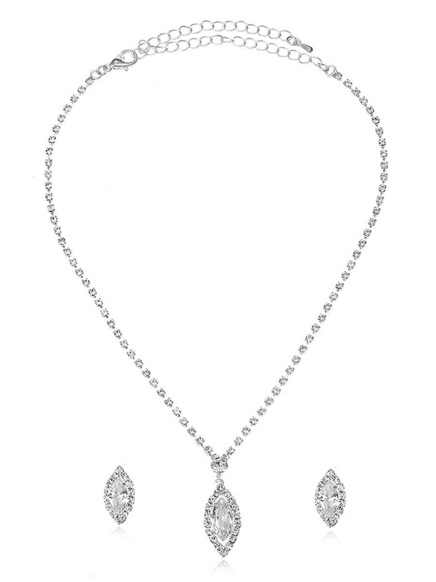 Crystal CZ Eye Shape Pendant Set