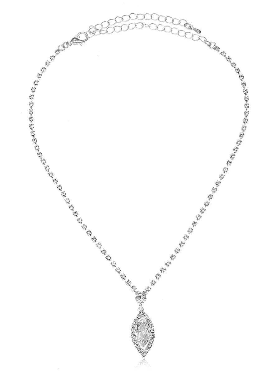 Crystal CZ Eye Shape Pendant Set