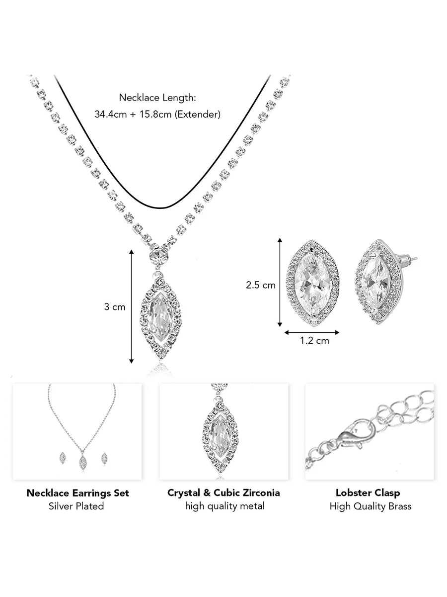 Crystal CZ Eye Shape Pendant Set