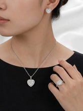 Peora Halo Heart Pendant Set - Silver