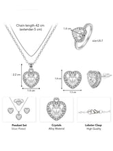 Peora Halo Heart Pendant Set - Silver