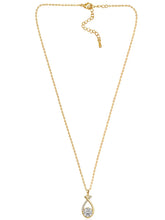 Peora Twisted Teardrop CZ Pendant  Set - Gold