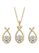 Peora Twisted Teardrop CZ Pendant  Set - Gold