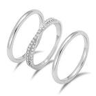 Stackable Trio CZ Silver Bands Rings