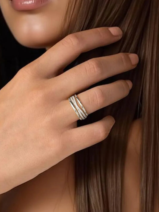 Stackable Trio CZ Silver Bands Rings