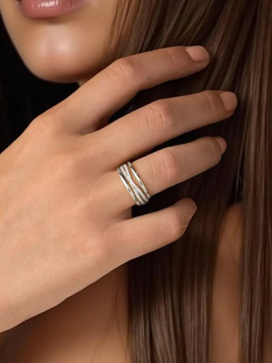 Stackable Trio CZ Silver Bands Rings