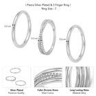 Stackable Trio CZ Silver Bands Rings