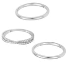 Stackable Trio CZ Silver Bands Rings