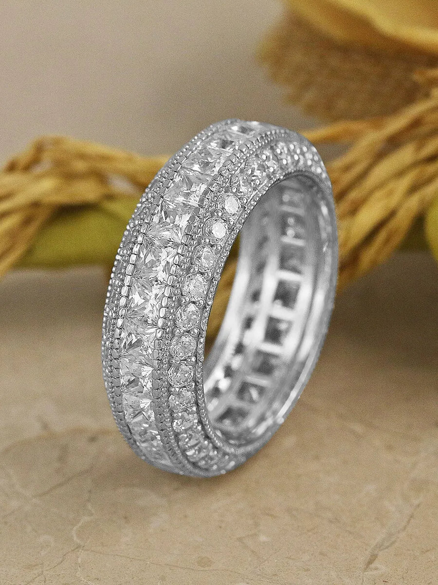 Gleaming CZ Pave Finger Ring