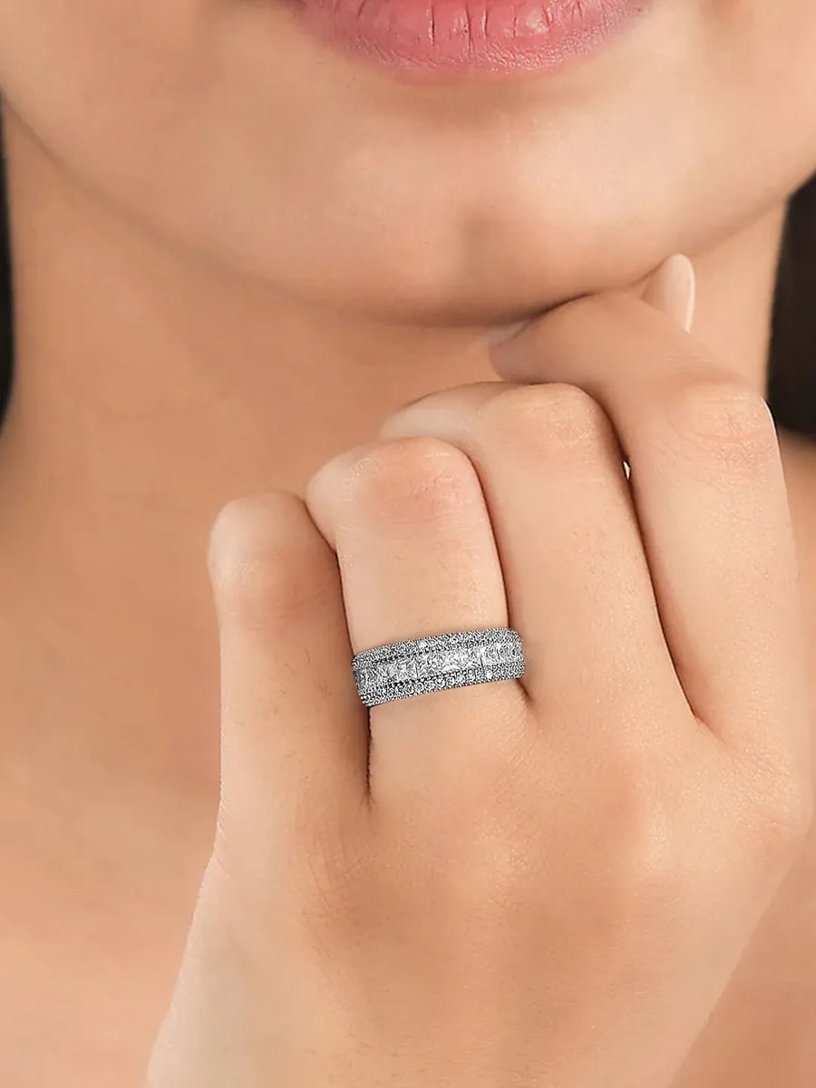 Gleaming CZ Pave Finger Ring