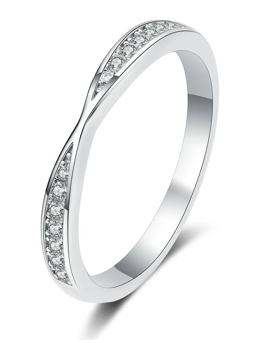 Contemporary CZ Curved Finger Ring