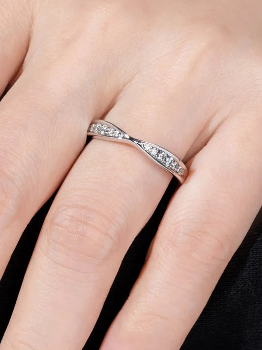 Contemporary CZ Curved Finger Ring