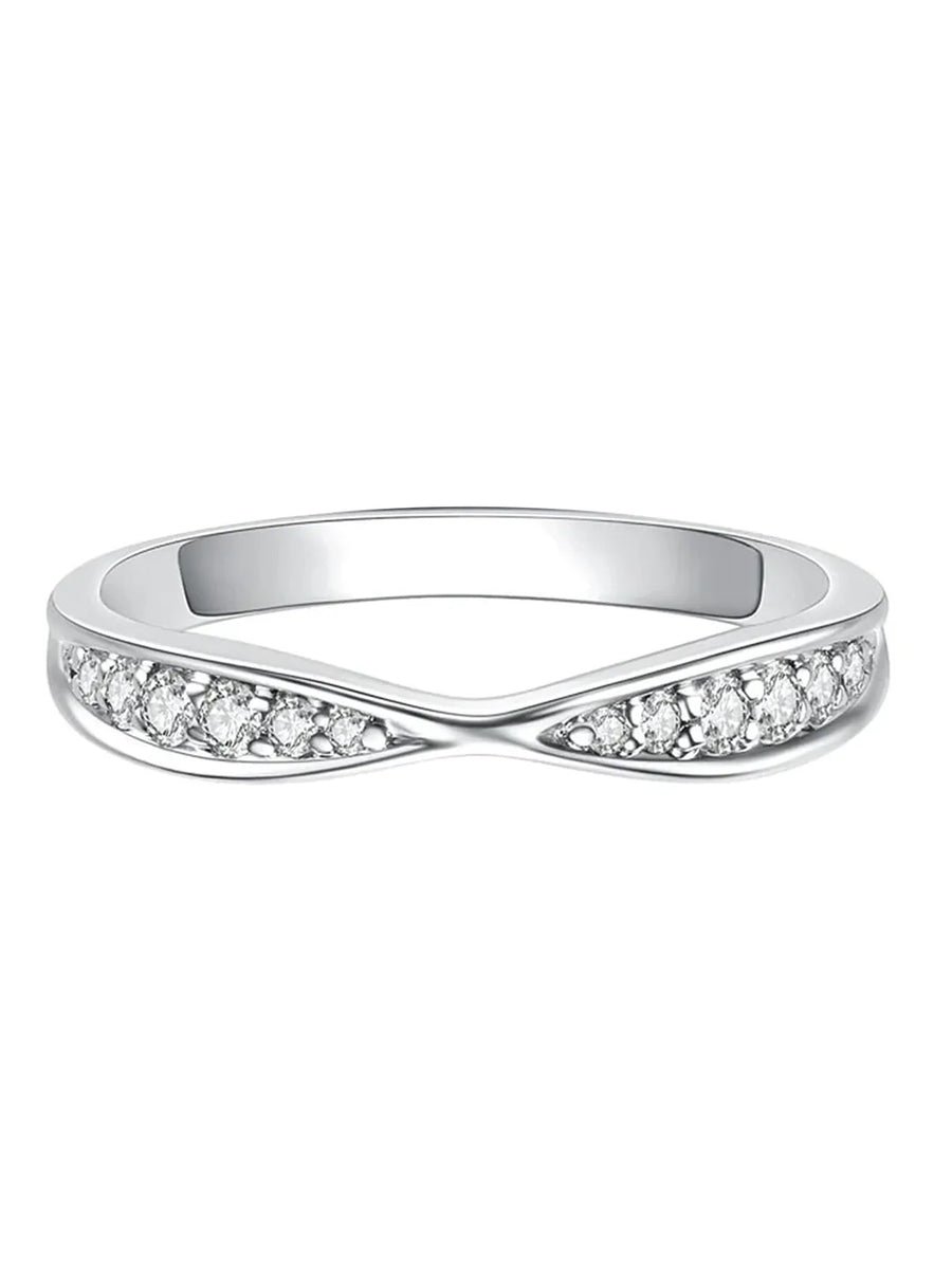 Contemporary CZ Curved Finger Ring