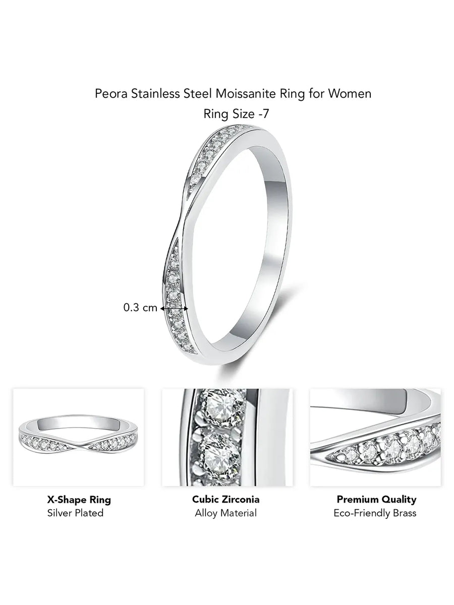 Contemporary CZ Curved Finger Ring