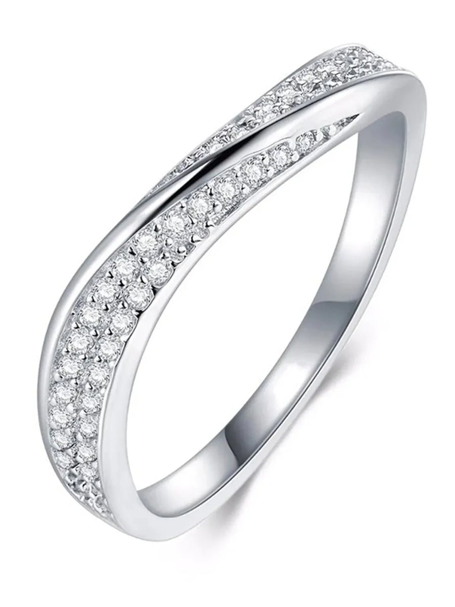 Dazzling CZ Pave Curve Finger Ring