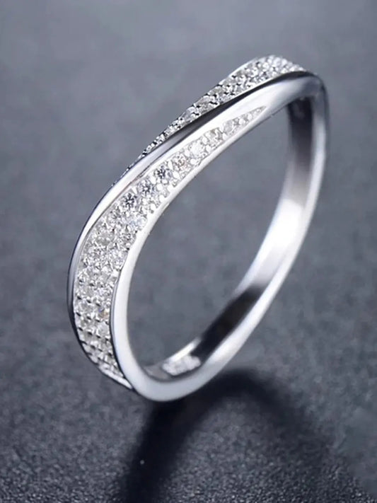 Dazzling CZ Pave Curve Finger Ring
