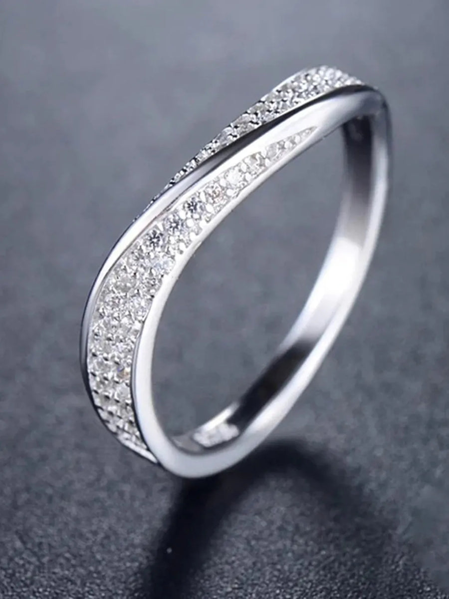 Dazzling CZ Pave Curve Finger Ring