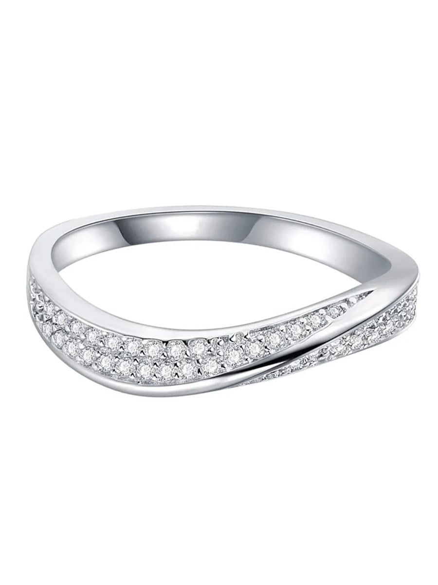 Dazzling CZ Pave Curve Finger Ring