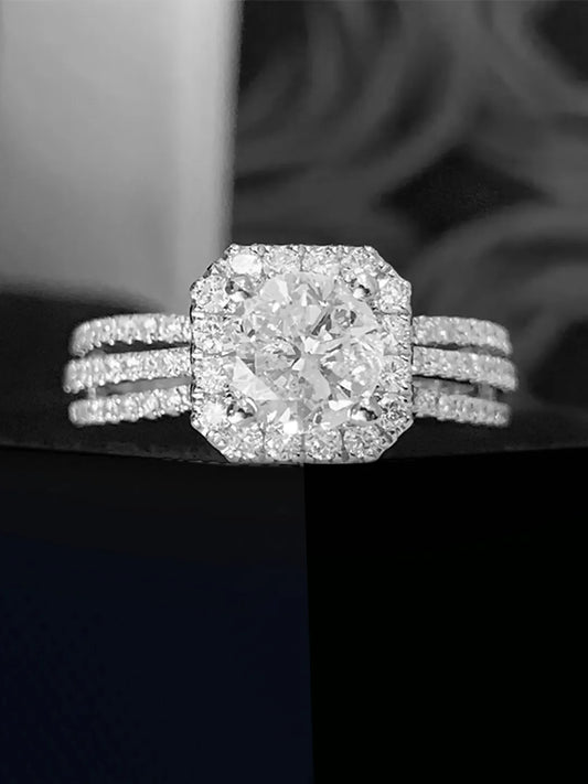 Triple Shine CZ Engagement Ring