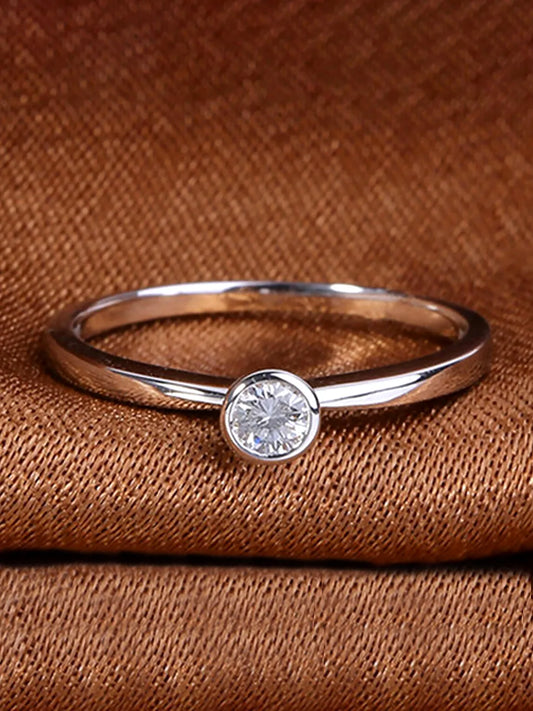 Modern Bond Round CZ Bezel Ring