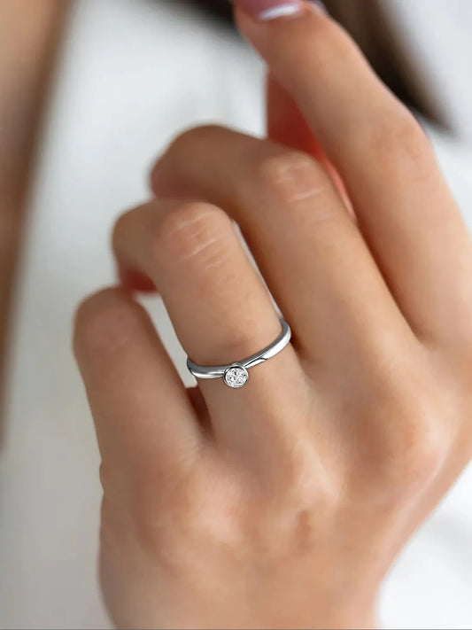 Modern Bond Round CZ Bezel Ring