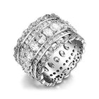 Peora Dazzling Silver Wide Band CZ Statement Ring
