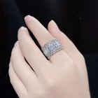 Peora Dazzling Silver Wide Band CZ Statement Ring