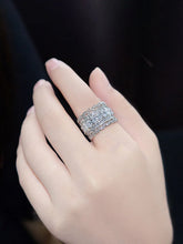Peora Dazzling Silver Wide Band CZ Statement Ring
